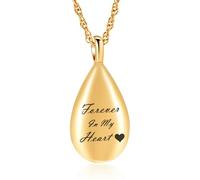 ZEZILE Urne colliers pour cendres goutte d’eau cristal pendentif médaillon en acier inoxydable souvenir mémorial cendre bijoux gravure personnalisée