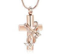 ZEZILE Urne colliers pour cendres papillon crémation bijoux pour cendres pour Croix humaine avec pendentif en cristal papillon mémorial cendre