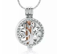 ZEZILE Urne de crémation en acier inoxydable Colliers pour cendres L’arbre dans le circulaire de la vie souvenir pendentif funéraire