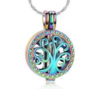 ZEZILE Urne de crémation en acier inoxydable Colliers pour cendres L’arbre de vie Souvenir Pendentif funéraire