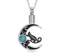 ZEZILE Urne de lune collier pour cendres chat crémation bijoux en acier inoxydable mémorial animal de compagnie humain cendres pendentif souvenir pour femmes hommes