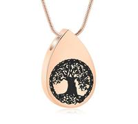 ZEZILE Urne en forme de larme Colliers pour cendres arbre de vie médaillons commémorats de cendres, crémation bijoux souvenir pendentif pour cendres pour les femmes pour