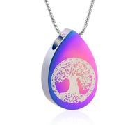 ZEZILE Urne en forme de larme Colliers pour cendres arbre de vie médaillons commémorats de cendres, crémation bijoux souvenir pendentif pour cendres pour les femmes pour