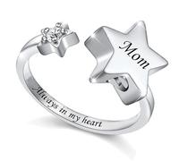 ZEZILE Urne étoile doigt bague pour cendres pour les femmes en acier inoxydable Memorial Ashes souvenir bague ouverte pour les femmes