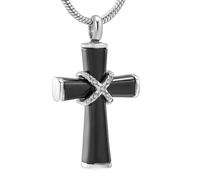 ZEZILE Urne pour cendres humaines Croix noire crémation bijoux avec cristal funéraire Memorial pendentif cendres collier souvenir
