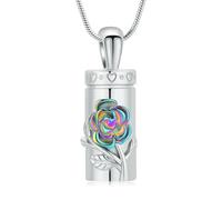 ZEZILE Urne rose collier pour cendres cylindre crémation bijoux en acier inoxydable cendres pendentif souvenir mémorial pour bijoux pour femmes hommes