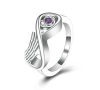 ZEZILE Urnes commémoratives anneau aile urne pour les femmes en acier inoxydable bijoux Humain/animal de compagnie cendres support Anneaux de crémation personnalisés