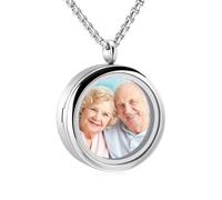 ZEZILE Verre Rond Pendentif Crémation Bijoux tenir Bien-aimé Cendres photo Souvenir Mémorial Urne médaillon Femmes Hommes Collier