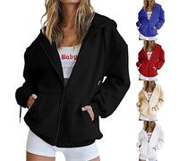 ZEZKT 2024 Sweat-Shirt zippé Femme Sweats Capuche Femme Sweat Veste Casual Manches Longues Décontracté Sweat-Shirt Veste Sweat Femme avec Capuche avec Poches Couleur Unie Printemps, Automne et Hiver