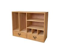 Zf9tBw5sH Étagères de Rangement Bibliothèque rétro en Bois de Grande capacité avec Double tiroir, Support Rangement for Bureau, Maison et Bibliothèque