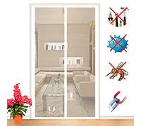 ZFEBHMY Porte Moustiquaire MagnéTique Auto AdhéSif Anti Insecte Maille Rideau Portes Fermeture Muet Automatique Facile À Installer sans PerçAge,pour Balcon SéJour-White-a|| 85x215cm(33x84inch)