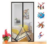 ZFEBHMY Porte Moustiquaire MagnéTique Auto AdhéSif Anti Insecte Maille Rideau Portes Fermeture Muet Automatique Facile À Installer sans PerçAge,pour Balcon SéJour-Black-a|| 100x210cm(39x82inch)