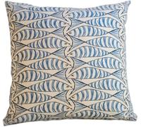 ZFENGYYUAN Housse de coussin double face Motif poissons nautiques Bleu marine indigo sur fond blanc 45,7 x 45,7 cm