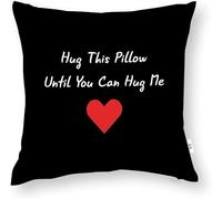 ZFENGYYUAN Hug This Pillow Until You Can Hug Me Love Housse de coussin carrée pour canapé, chambre à coucher, voiture, petite amie, 45,7 x 45,7 cm
