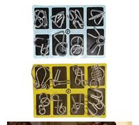 ZFFKZ Ensemble de jeux de réflexion en métal 16 pièces, casse-tête IQ pour jeux de réflexion pour adultes et enfants à partir de 6 ans, jeux de patience, jeux d'habileté avec cartes de solutions