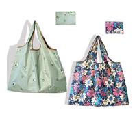 zffkz Lot de 2 sacs de courses pliables respectueux de l'environnement - Légers, imperméables, réutilisables et élégants, peuvent supporter 15 kg, design compact pour les courses, les voyages, le