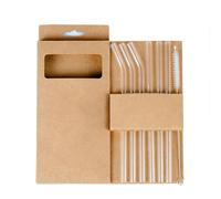 ZFFKZ Lot de 7 pailles en verre avec brosse de nettoyage (3 droites + 3 incurvées, 20,1 cm), verre borosilicate BPD, pailles réutilisables pour milkshake, pailles longues pour smoothie, gobelets et