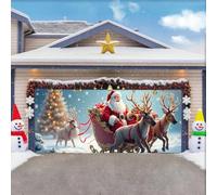 ZFFLYH Bannière Couverture Porte Garage De Noël, Grandes Toiles De Fond, Couverture Porte De Vacances, Murale pour Décoration Noël, Décoration pour La Veille De Noël,Reindeer Santa Claus,6.5 * 5FT
