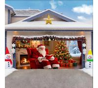 ZFFLYH Bannière Couverture Porte Garage De Noël, Grandes Toiles De Fond, Couverture Porte De Vacances, Murale pour Décoration Noël, Décoration pour La Veille De Noël,Santa Claus,6.5 * 5FT