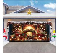 ZFFLYH Bannière Couverture Porte Garage De Noël, Grandes Toiles De Fond, Couverture Porte De Vacances, Murale pour Décoration Noël, Décoration pour La Veille De Noël,Christmas Wreath,16 * 7FT