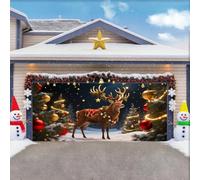 ZFFLYH Bannière Couverture Porte Garage De Noël, Grandes Toiles De Fond, Couverture Porte De Vacances, Murale pour Décoration Noël, Décoration pour La Veille De Noël,Reindeer,16 * 7FT