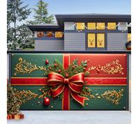 ZFFLYH Bannière Porte De Garage De Noël Décoration Arrière Plan De Noël Bonne Année Décor Fond pour Photographie Intérieure Extérieure Fête De Noël Décor Mural,Gifts,8x7FT