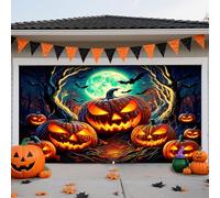 ZFFLYH Halloween Porte De Garage Couverture Bannière Décorations Suspendu Toile De Fond Porte Couverture Décoration Murale pour Maison Extérieur Intérieur Vacances,Horror Pumpkin,6.5 * 5FT