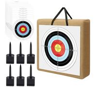 ZFFOZZ Cible de Tir à l'arc en Paille Carrée, Grande Taille 60x60cm, Épaisseur 30cm, Comprend 100 Feuilles de Cible et 6 Clous, Idéale pour la Pratique et l'Entraînement(60 * 60 * 30cm)