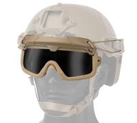 ZFFOZZ Lunettes Airsoft Split à Deux Modes, Accessoires Tactiques pour Casque à Fixation Rapide, pour Équipement de Chasse Fixation par Clip sur Rail(Brown,Black lenses)