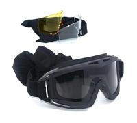 ZFFOZZ Lunettes de Protection Tactiques pour Airsoft, Avec 3 Verres Interchangeables Antibuée, pour la Chasse le Cyclisme et le Paintball(Black)