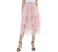 zffriction Jupe Tulle Femme Longueur 80CM Jupe en Tulle Taille Élastique pour Daily, Party, Mariage (FR/ES, Alpha/Lettres, Taille Unique, Taille Normale, Taille Normale, Rose)