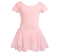 zffriction Robe de Ballet Classique Filles Coton Justaucorps Danse avec Jupe Tutu Robe de Danse à Paillettes Vêtements de Ballet(110,Rose)