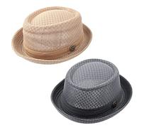 ZffXH 2/6 PCS Chapeau de Porkpie en Maille Respirante et Douce pour la Plage, Chapeau d'été Heisenberg Fedora pour Homme et Femme
