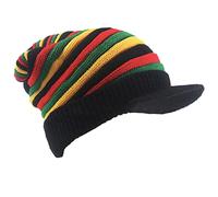 ZffXH Bonnet Reggae, Chapeau Rasta Mütze Hat en Laine Tricotée Bonnet Jamaïcain Coloré Chapeau Crâne Souple Et Ample Beret Rasta pour l'hiver Et L'automne