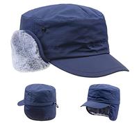 ZffXH Casquette Cache Oreille Homme, Bleu Hiver Impermeable Militaire Casquette Chasseur Chapka Homme avec Cache Oreille Trapper, Aviateur Hiver Chasse Chaude avec Cache Oreilles Ski Casquette
