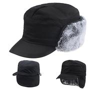 ZffXH Casquette Cache Oreille Homme, Noir Hiver Impermeable Militaire Casquette Chasseur Chapka Homme avec Cache Oreille Trapper, Aviateur Hiver Chasse Chaude avec Cache Oreilles Ski Casquette