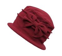 ZffXH Chapeau Cloche Femme, Automne Bordeaux Chapeau Cloche d'hiver en Feutrine Vintage Chapeau Années 20 Fleece Chapeau Hiver Église Cloche Feutrine Femme, Bowler Church Derby Bucket Vintage Cap