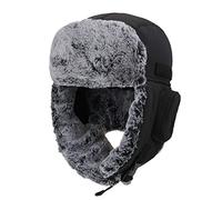 ZffXH Chapeau d'Hiver Homme Noir, Tissu Imperméable Chaud avec Cache-Oreilles, Chapka de Chasse pour l'Hiver, Taille 60, Fourrure Hunter Hat