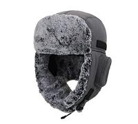 ZffXH Chapeau Homme Hiver, Gris Foncé Tissu Imperméable Chapeau De Trappeur d'hiver Chaud avec Cache-Oreilles, Chapka Homme Chasse, Chapeau Hiver Oreille Homme 60, Fourrure Hunter Hat