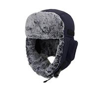 ZffXH Chapeau Homme Hiver, Navy Tissu Imperméable Chapeau De Trappeur d'hiver Chaud avec Cache-Oreilles, Chapka Homme Chasse, Chapeau Hiver Oreille Homme 60, Fourrure Hunter Hat