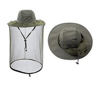 ZffXH Lot de 1/2 chapeaux en filet anti-moustiques, bonnet de pêche safari avec filet en maille, chapeau d'apiculteur pour homme et femme, vert militaire, L