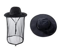 ZffXH Lot de 1/2 chapeaux en filet anti-moustiques, bonnet de pêche safari avec filet en maille, chapeau d'apiculteur pour homme et femme, Noir , L