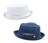ZffXH Pork Pie Herren Hut, 2pcs Nylon Maille Respirante Chapeaux Melon D'été pour Homme, Chapeau De Plage D'été Breaking Bad Fedora pour La Plage, Les Fêtes, La Plage, Les Fêtes
