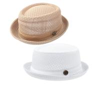 ZffXH Pork Pie Herren Hut, 2pcs Nylon Maille Respirante Chapeaux Melon D'été pour Homme, Chapeau De Plage D'été Breaking Bad Fedora pour La Plage, Les Fêtes, La Plage, Les Fêtes