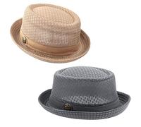 ZffXH Pork Pie Herren Hut, 2pcs Nylon Maille Respirante Chapeaux Melon D'été pour Homme, Chapeau De Plage D'été Breaking Bad Fedora pour La Plage, Les Fêtes, La Plage, Les Fêtes