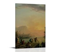 ZFHSFZ Claude Joseph Vernet Toile de peinture à l'huile imperméable amovible sans résidus facile à nettoyer pour salle de bain, cuisine, dortoir, 30 x 45 cm, style cadre