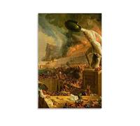ZFHSFZ Thomas Cole The Course of Empire Toile de peinture à l'huile pour décoration murale imperméable pour salle de bain, cuisine, dortoir, sans résidus, facile à nettoyer, 50 x 75 cm, style sans