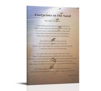 ZFHSFZ Toile de peinture à l'huile avec impression d'empreintes de pas dans le sable - Décoration murale imperméable pour salle de bain, cuisine, dortoir - Facile à nettoyer - 30 x 45 cm - Style cadre