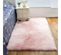 ZFHTAO Tapis Faux en Peau de Mouton Poil De Lapin à Poils Antidérapant Longue durée Décoration Tapis Fourrure Synthétique pour Le Salon Tapis Toutes Les Tailles - Rose Clair 50x60cm