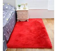 ZFHTAO Tapis Faux en Peau de Mouton Poil De Lapin à Poils Peluche Rectangle Siège Coussin Tapis Tapis en Peau de Mouton Polyvalent Grand Pleine Taille - Rouge 40x130cm